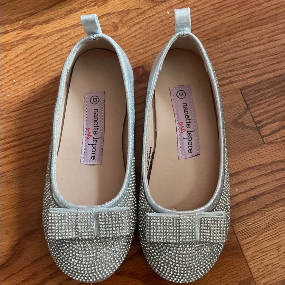 Nanette Lepore girls 13 rhinestone ballet flats
